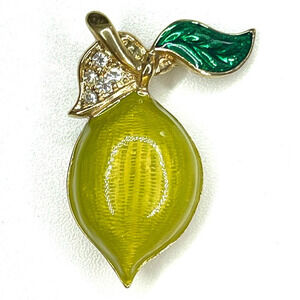 Brooch Lemon Lime Guillouche Enamel Vtg Estate Jewelry Pin O30
